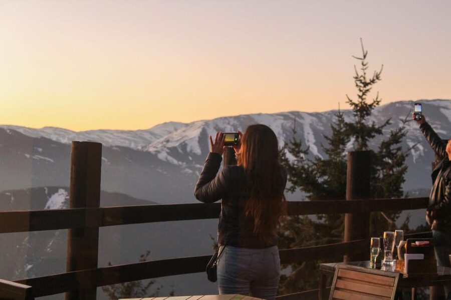 Sunset over the Andes Mountains - Valle Nevado after the road reaches the high country