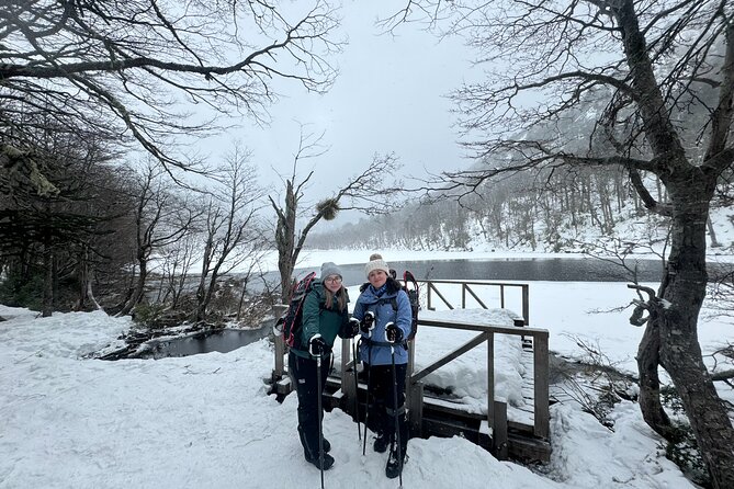 Trekking trhough Lagos Andinos Trail - Huinfiuca Lagoon in winter